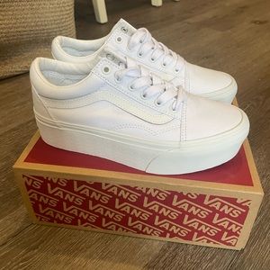 Vans Old school stack form sneakers, all white, size 6.5 women’s